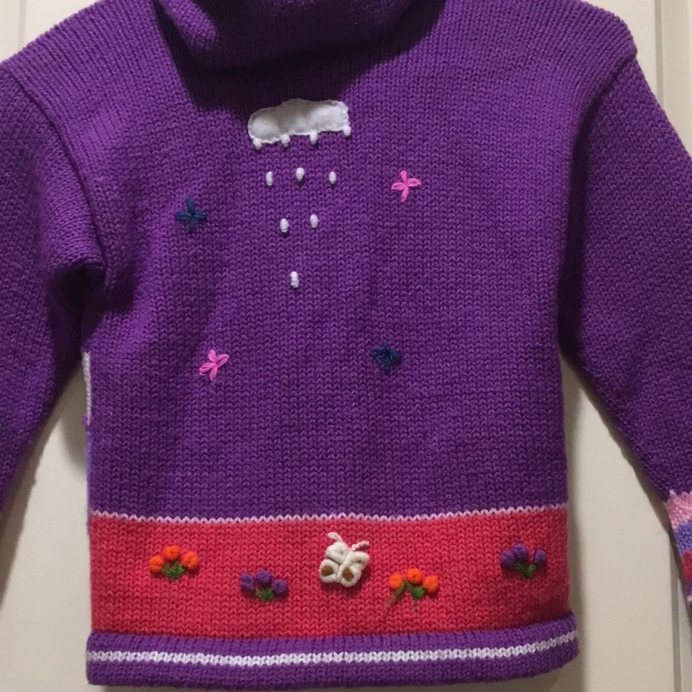 Native Imports Peruvian zip up knit handmade Sweater Patchwork Story size below